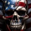 Skull With American Flag Metal Poster