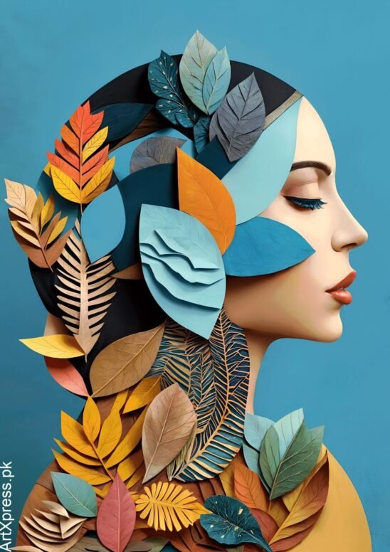 Woman Floral Portrait Metal Poster