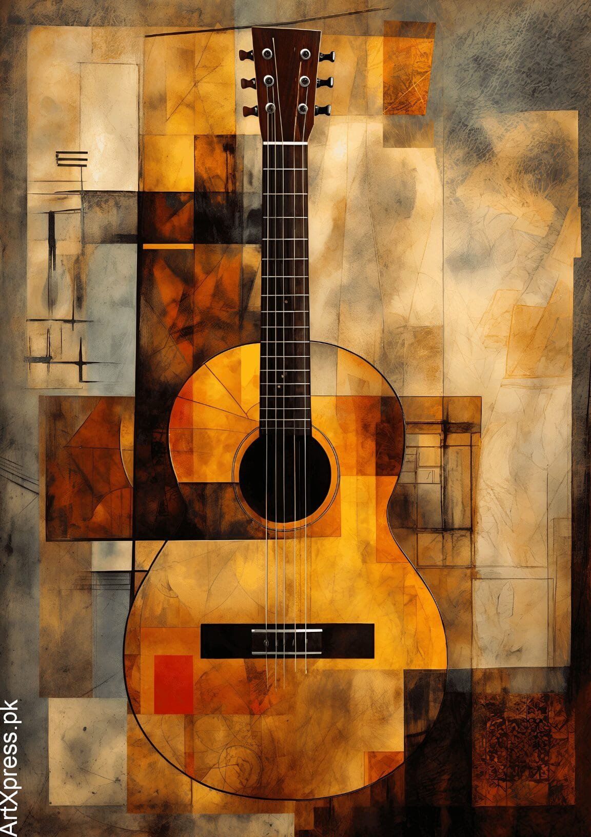 Guitar Abstract Metal Poster