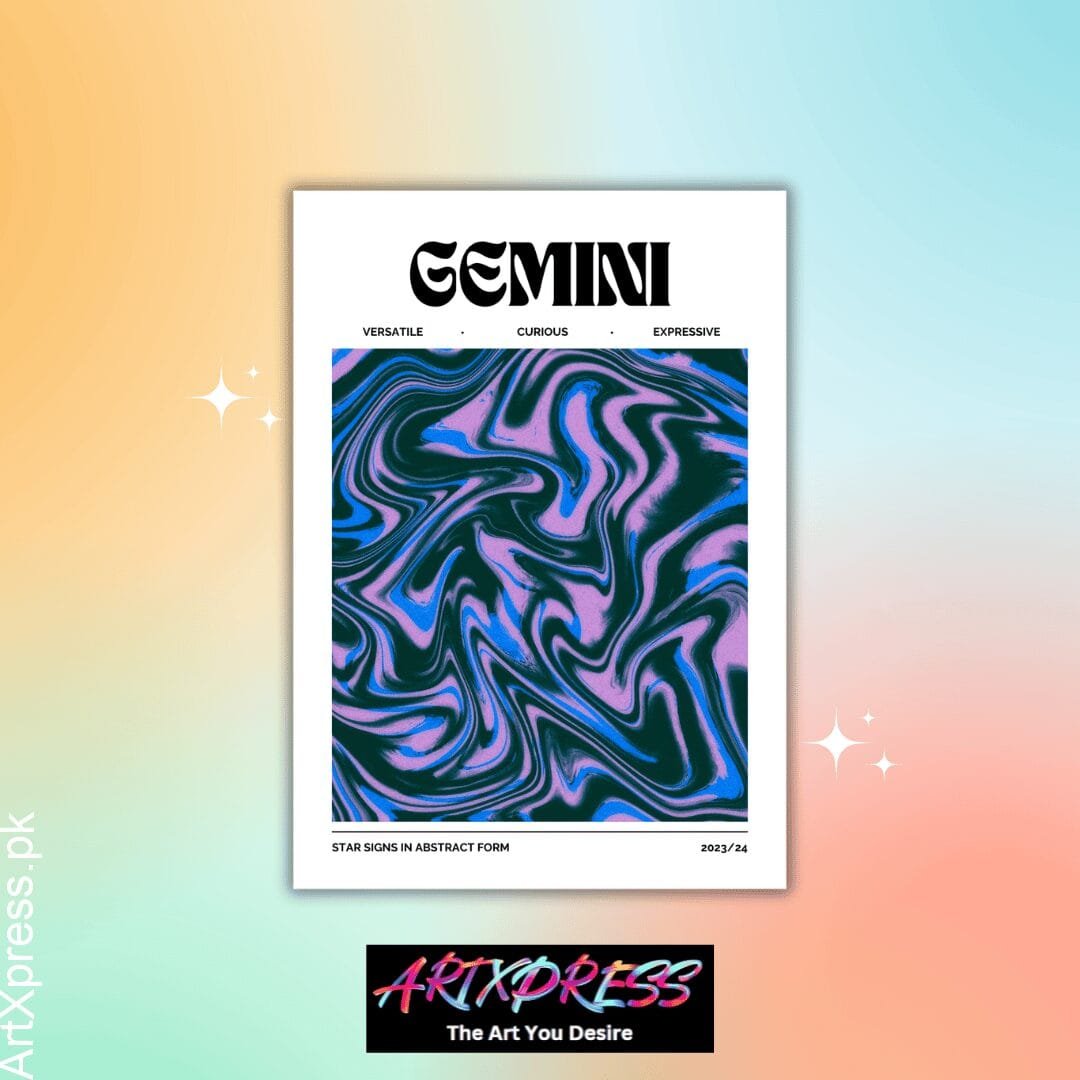 Gemini Star Sign Abstract Metal Poster