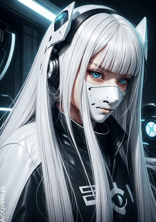 Fururistic Girl Metal Poster