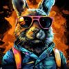 Funny Rabbit With Glasses Metal Poster