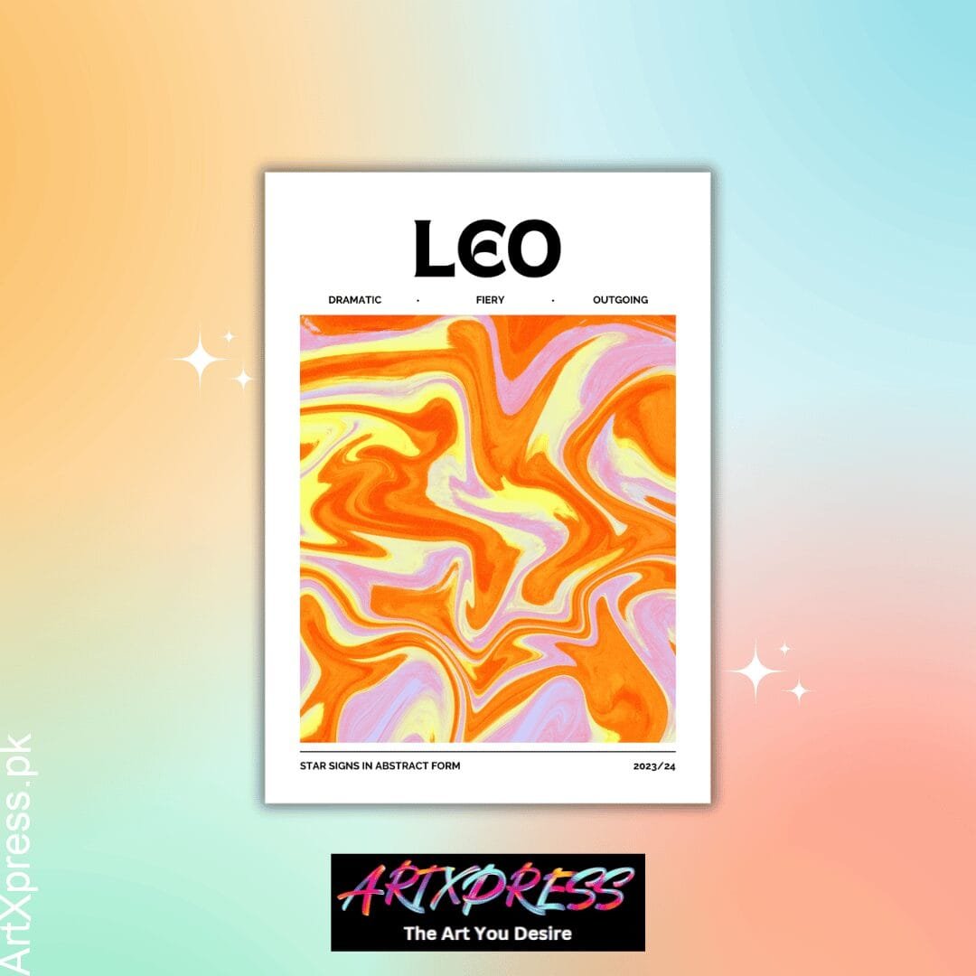 Leo Star Sign Abstract Metal Poster