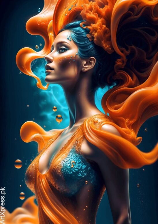 Woman Dress Abstract Metal Poster