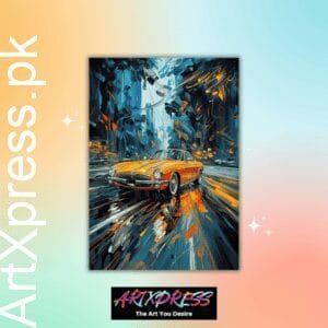 Car Driving On a Wet Road Metal Poster