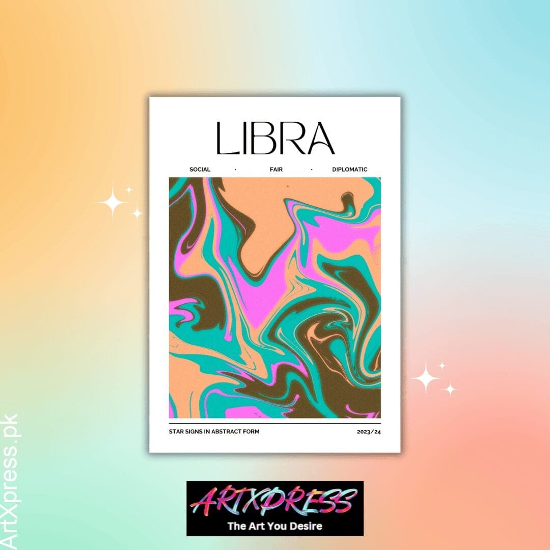 Libra Star Sign Abstract Metal Poster