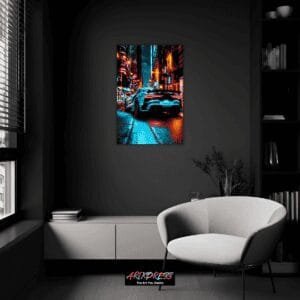 Blue Sports Car | Metal Poster