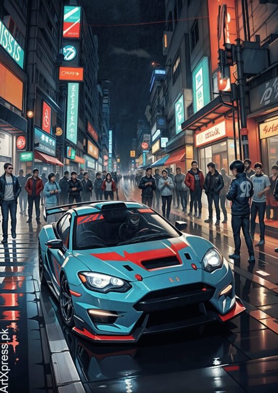 Drifting Car Metal Poster