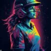 Female Cricket Player Metal Poster