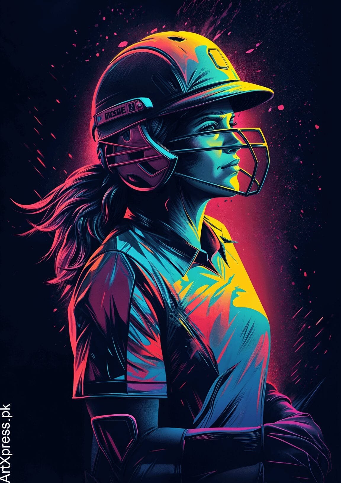 Female Cricket Player Metal Poster