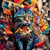 Geometric Cat Metal Poster