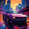 Purple Sport Car | Metal Poster