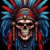 Skull Wearing An Indian Chieftain | Metal Poster