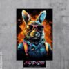 Funny Rabbit With Glasses Metal Poster