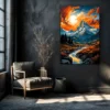 Amber Sunset Graces Mountains And River | Metal Poster
