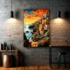 Whimsical Waters Pastel Village by The Sea | Metal Poster
