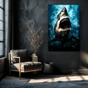 Painted Shark With Its Mouth Open | Metal Poster