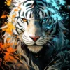 Tigers White And Electric Blue Tones | Metal Poster
