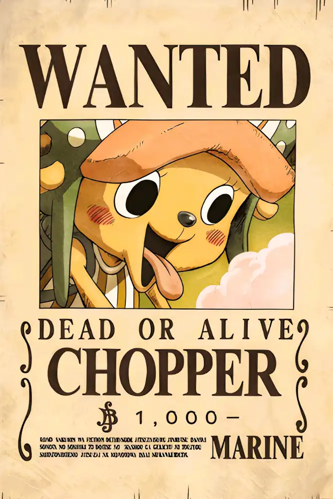 Tony Chopper Wanted – One Piece | Anime | Metal Poster | Wall Art